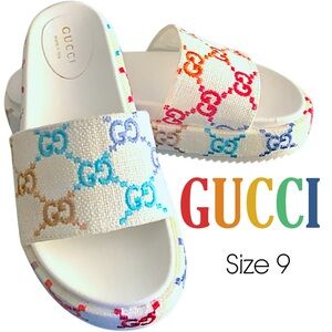 Gucci GG Multicolor Angelina Platform Slide Sandals